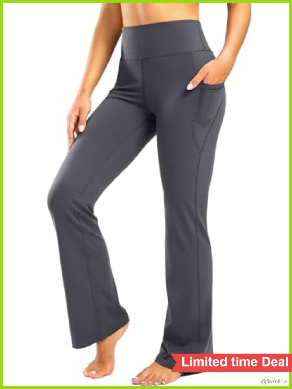 Women's Bootcut Yoga Pants Nylon Spandex High Rise Tummy Control Pockets